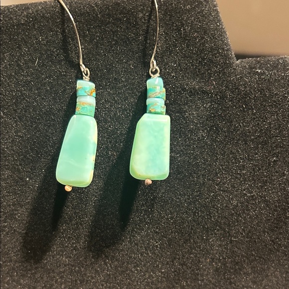 Vintage Mexico Silver & Turquoise Dangle Earrings - Picture 3 of 7